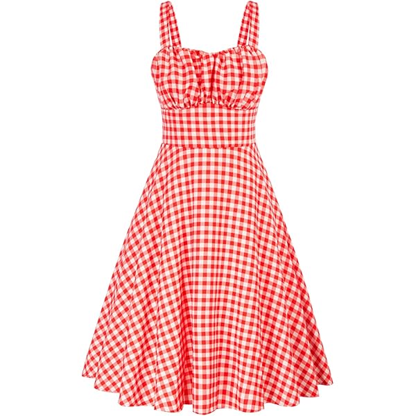 Dresses for Women Sleeveless 2024 Plaid Strapless A-Line Dress