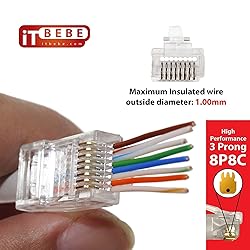 ITBEBE Gold Plated 100 Pieces End Pass Through RJ45