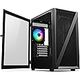Vetroo M05 Micro ATX Computer PC Case with Door Open Tempered Glass Side Panel & Mesh Front Panel, Pre-Installed 120mm ARGB Fan in Rear, Support 240mm Radiator, Type-C Port - Black