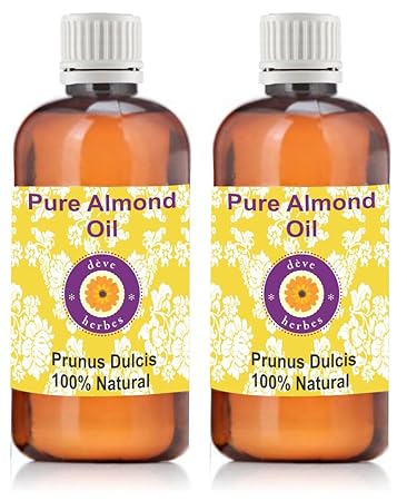 Deve Herbes Pure Almond Oil (Prunus dulcis) Therapeutic Grade Cold Pressed 100ml (Pack of Two)