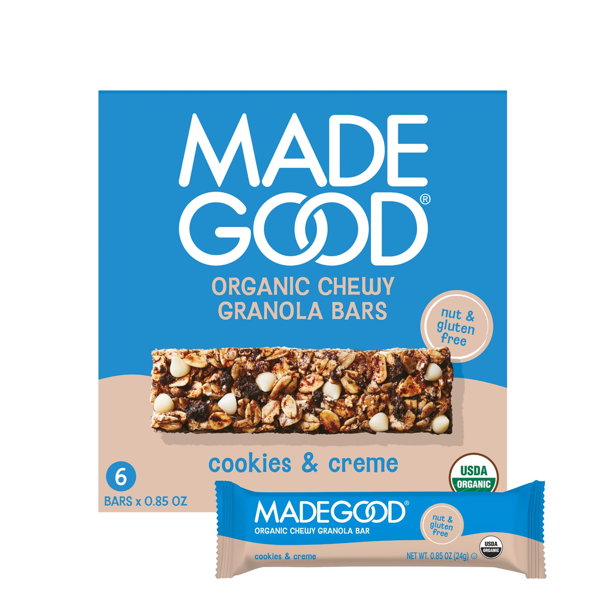 Photo 1 of ***(EXP: 02-10-2026)NONREFUNDABLE***MadeGood Cookies & Crème Granola Bars, 6 Healthy Snack Bars, 0.85oz Each