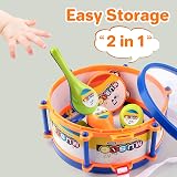 deAO Musical Instruments Toy Drum Set Trumpet Flute Harmonica Kids Beginners view 4