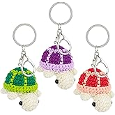 AUEAR, 3 Pack Turtle Crochet Keychain Handmade Knitting Cute Sea Animal Key Ring for Car Key Handbag Decoration (Green & Purple & Pink)