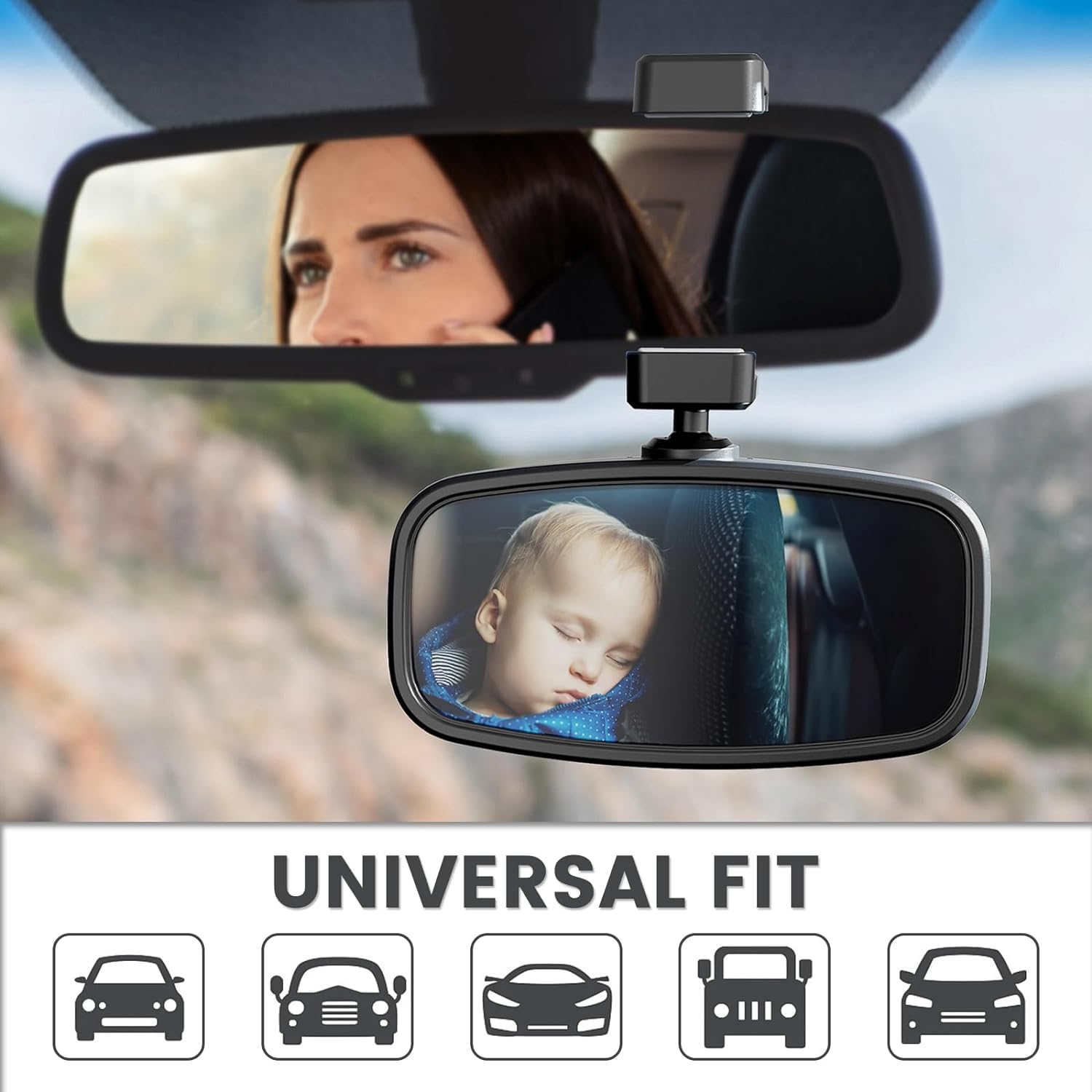 360-Degree Baby Car Mirror for Rear-Facing Seats,Kids Safety Mirrors with Tool-Free Installation,Kids Rear View Mirror BPA-Free Shatterproof & ASTM Certified (Adjustable 14