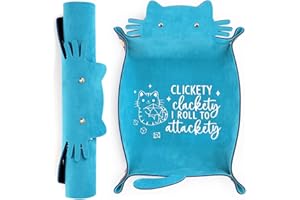 ICoDeesse Blue Cat Dice Tray Novelty Purple Cat Shape PU Leather Dice Tray for Rolling Portable Dice Holder Desk Organizer DND Accessories Unique Gift for RPG Game Players