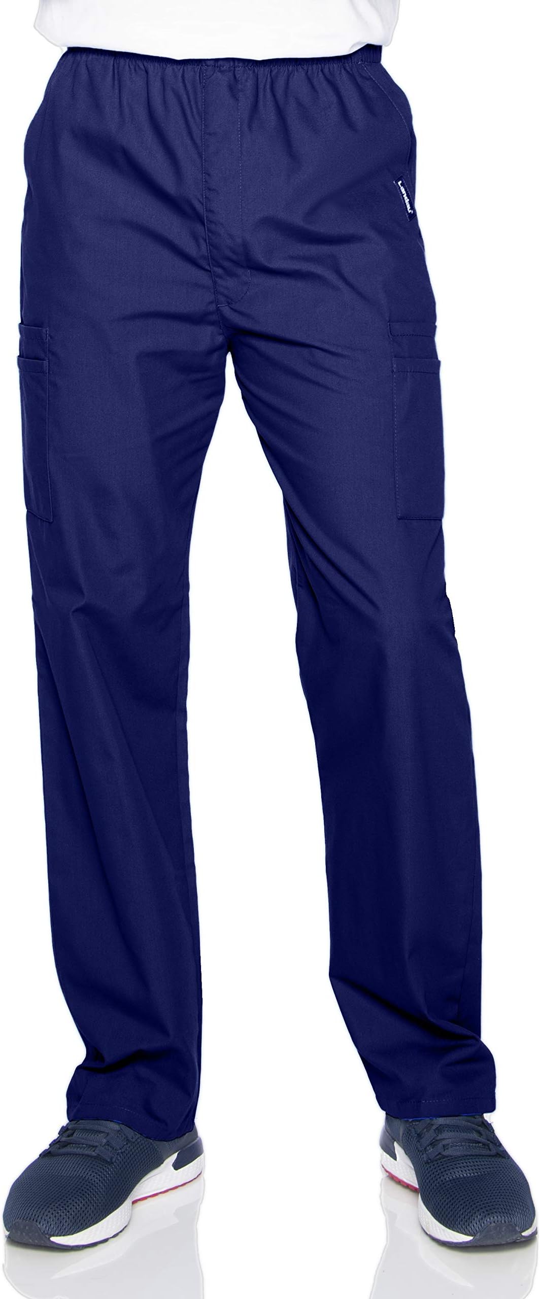 Essentials Relaxed Fit 7-Pocket Elastic Cargo Scrub Pants for Men 8555