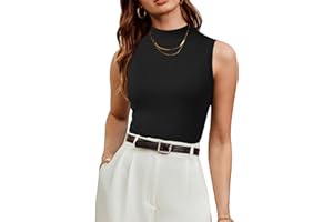 Arach&Cloz 2025 Women's Wool Blend Sleeveless Turtleneck Sweater Knit Tank Tops Soft Fashion Outfits