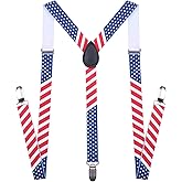 AMPIL Black Suspenders for Men and Women Adjustable Suspender Elastic 1 inch Wide with Heavy Duty Clips