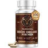 19-IN-1 Primal Bison Organs Supplement for Men, 100 Capsules, Grass‑Fed | 800mg Bison Organ Complex with Rhodiola, Tongkat Ali, Daily Support for Energy, Stamina, Vitality &amp; Overall Wellness
