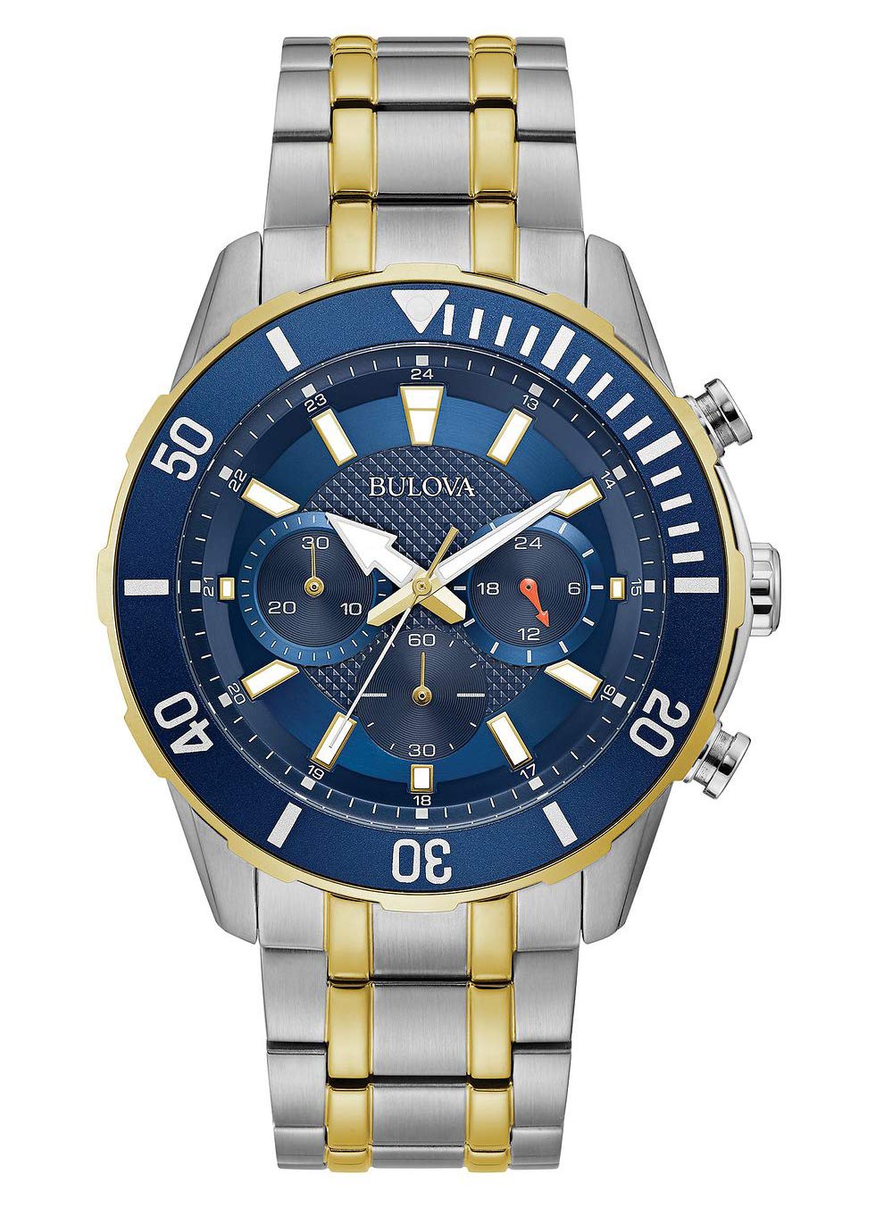 Bulova Men's Chronograph Quartz Watch with Stainless Steel Strap 98A246,Multicolour