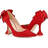 Zzheels Women's 3.74" Bow Pumps Pointed Toe Triangle Heel Pump Wedding Shoes