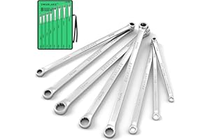 SWANLAKE 8PCS Extra Long Double Box End Wrench Set, CR-V, Less Effort Aviation Wrench Metric 8mm - 24mm