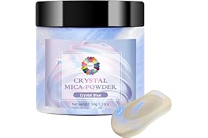 NTWJNJY Crystal Blue Mica Powder for Epoxy Resin，Natural Shimmer Mica Powder Used for Coloring Resin Artwork, car Spray Paint, Candles, soap, Lip Gloss, Nail Polish(50g/1.7oz)
