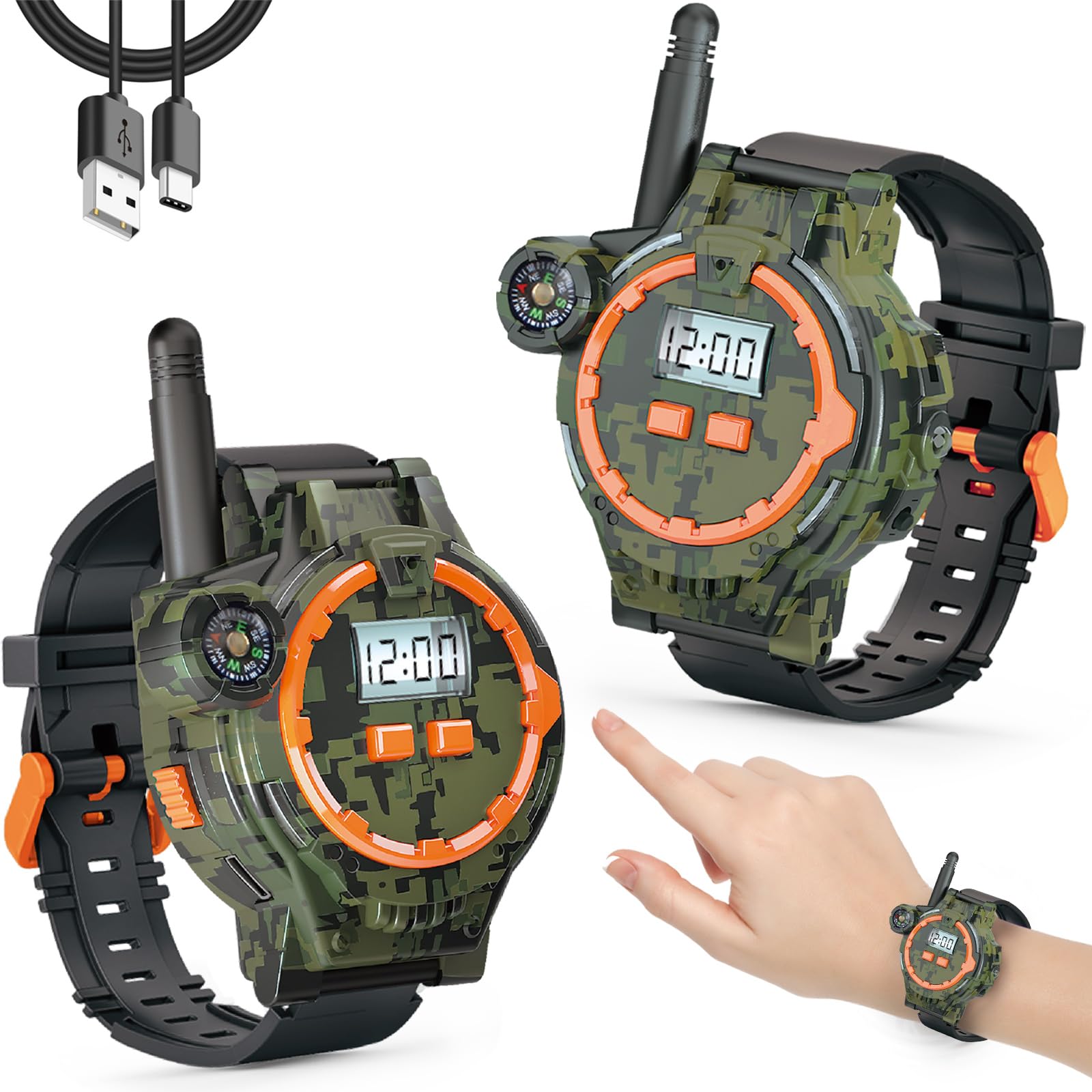 Photo 1 of Rechargeable Walkie Talkies for Kids Radio Walky Talky with Flashlight Children Outdoor Game Interphone Gifts for Boy and Girl (2 Pieces)