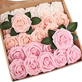 N&T NIETING Real Look 25Pcs Artificial Foam Roses with Stems for DIY Weddings