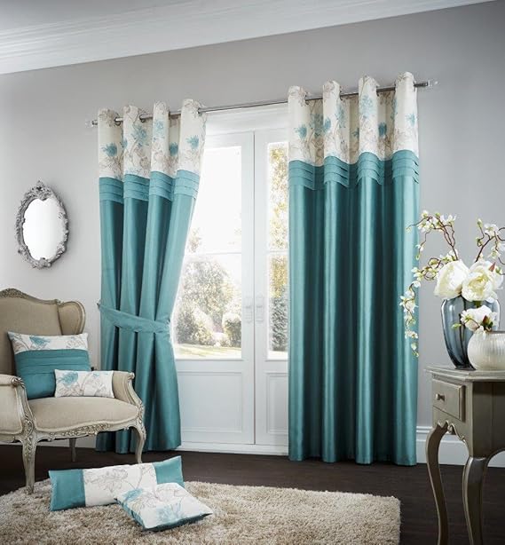 New Luxury Teal Matching Curtains 90" x 90" Inches Koh Bedding Curtains