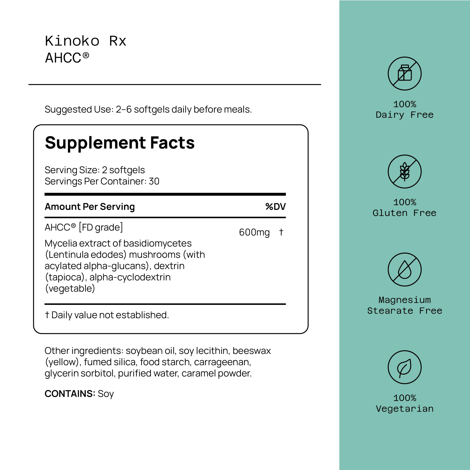 Premium AHCC Immune Support Supplement - Most Bioavaliable AHCC - Natural Mushroom Extract - Quality of Life AHCC Kinoko Rx
