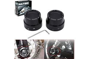 NATGIC Black CNC Aluminum RC Front Axle Nut Cover Bolt Kit for Harley Sportster XL883 XL1200 - Set