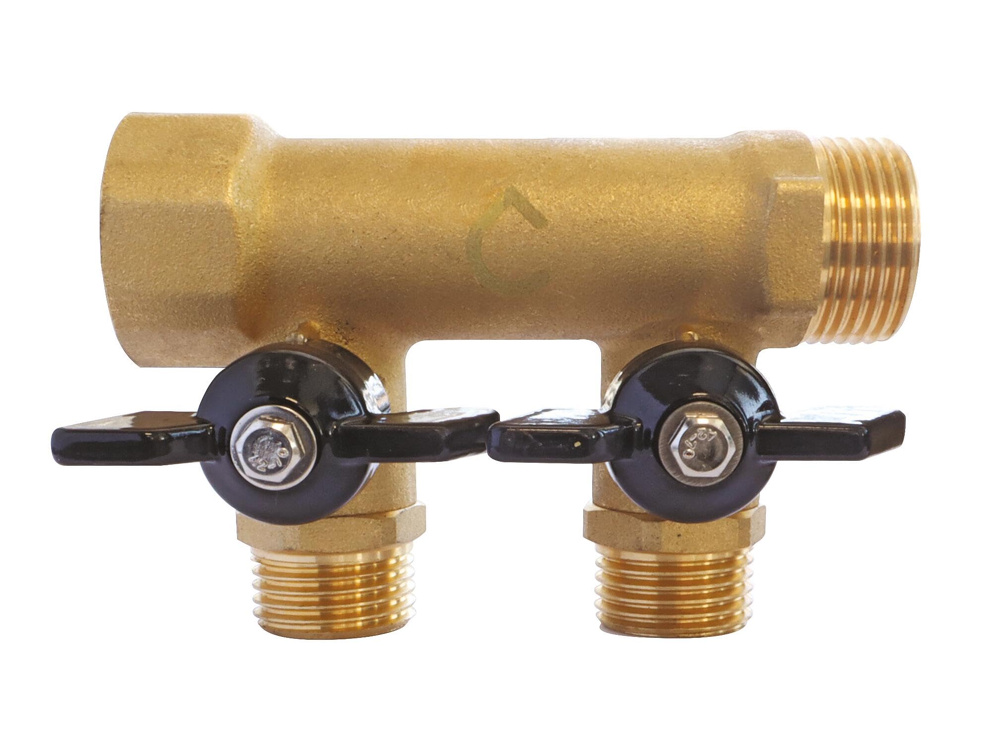 SOMATHERM FOR YOU 3540730010384 Brass Distributor Outlets M15 / 21-MF20 / 27 Brass Distributor with Integrated Mini Valves 2 Exits Male 15/21-20/27 Female Input Output Buck 20/27, None