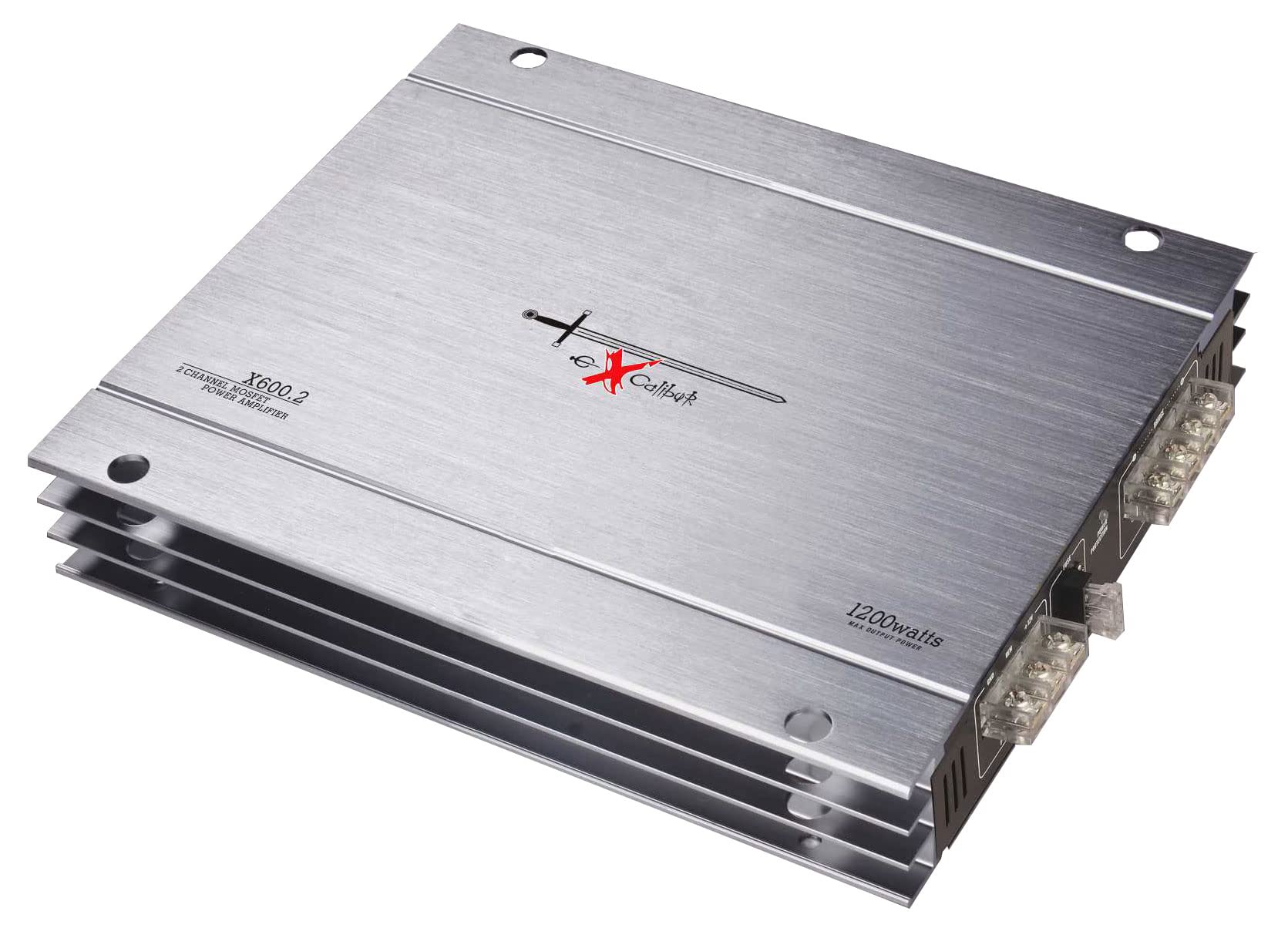 Excalibur X600.2 - 2 Channel Car Amplifier, 1200W Power, Variable Crossover, 2 Ohms