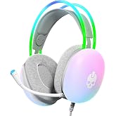 Wired RGB Gaming Headset with Mic, Headphones for PC, PS5, Xbox, Switch | 50MM Drivers, Passive Noise Cancelling, 16.8M Colors, Cat-Ear Design; Memory Foam Cushions, Sweat-Resistant, USB-A/3.5MM