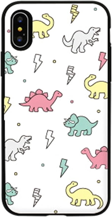 Amazon Co Jp 5種類のオシャレ愛らしくかわいいパステルカラーのヴィンテージでユニークで魅力的なモダンクラシック さまざまな恐竜絵文字ラブリーアートデザインパターンiphoneケース Galaxyケースカード収納ミラー機能ポリカーボネートとシリコンの二重バンパー