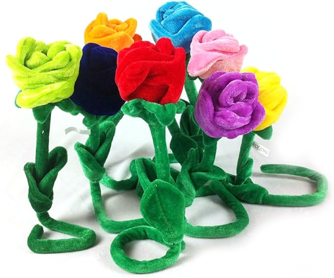 Gosear-5 pcs Juguete Flexible Flor Rosa de la Felpa para Día de San