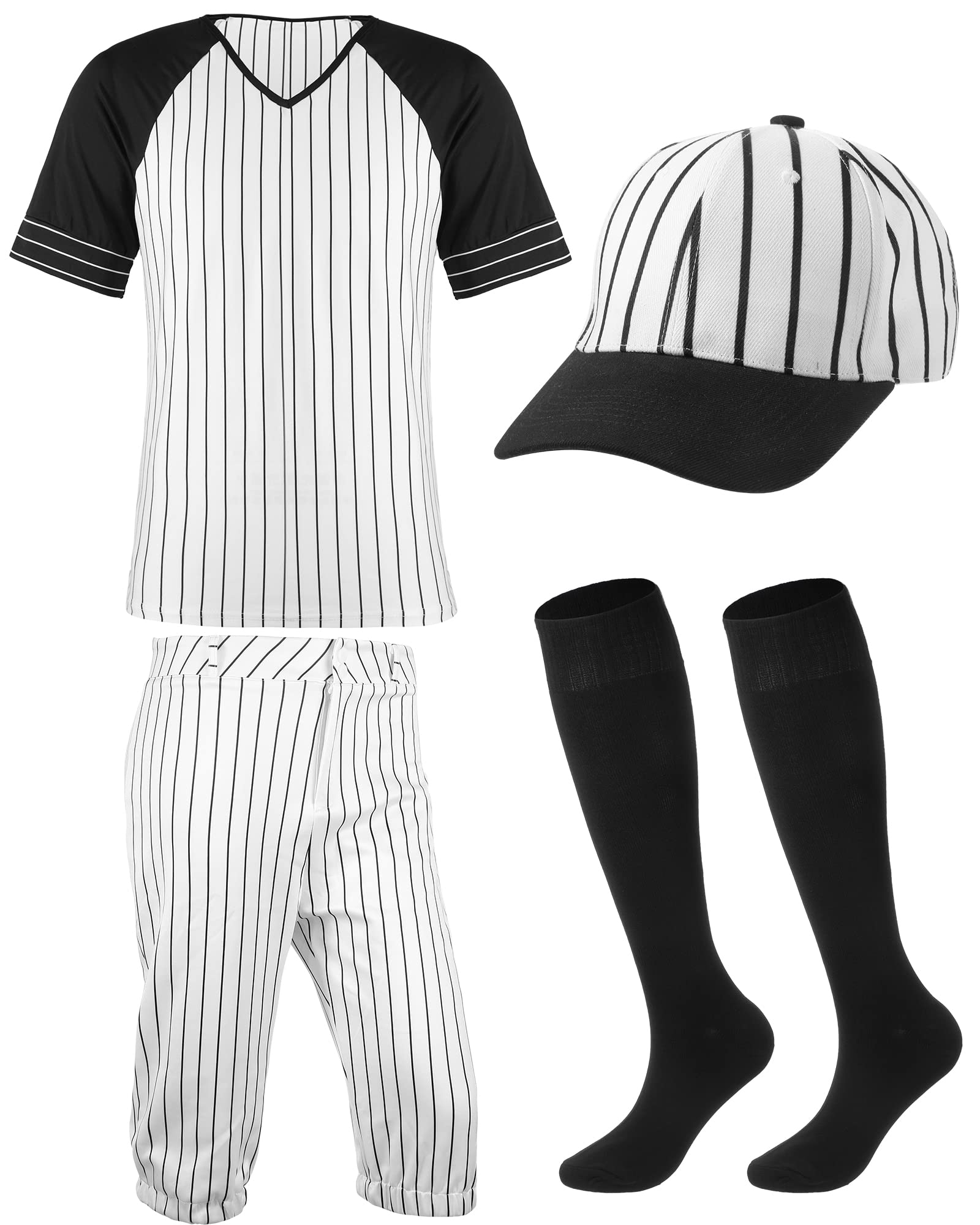 Photo 1 of **BASEBALL CAP ONLY** Vintage Baseball Costume for Carnival Party Halloween Men Baseball Uniform Men's Classic Knickers with Pinstripes(XX-Large)