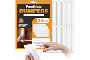 FURNIMATE Door Slam Stopper Preventer 30PCS, Anti Door Slam, Door Silencers Bumpers for Slamming, Clear Cabinet Door Bumpers, Rubber Bumpers Self Adhesive 2.5x0.4x0.08 inches