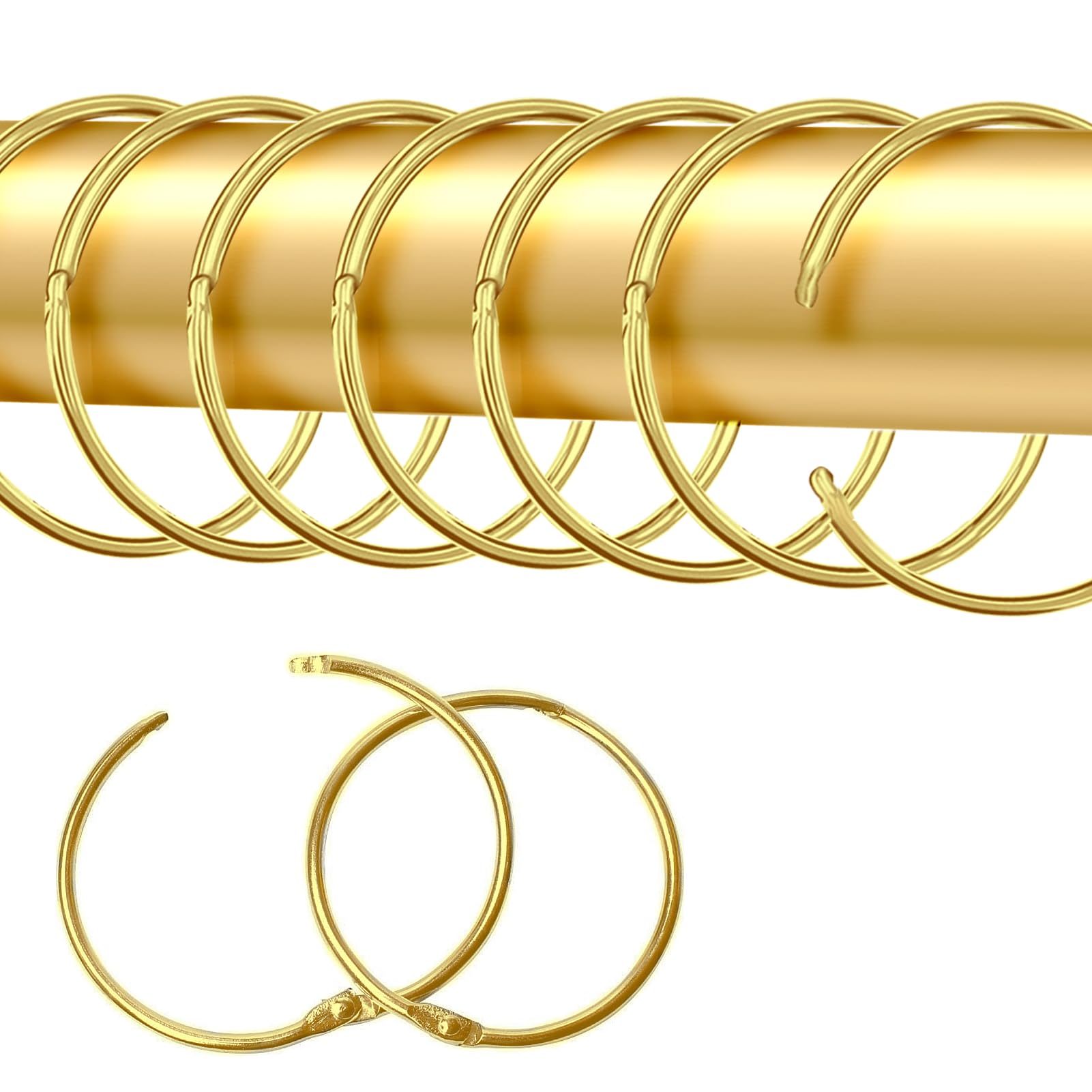 UTEFIF Curtain Rings for Opening, Pack of 20, Metal, 50 mm, Gold