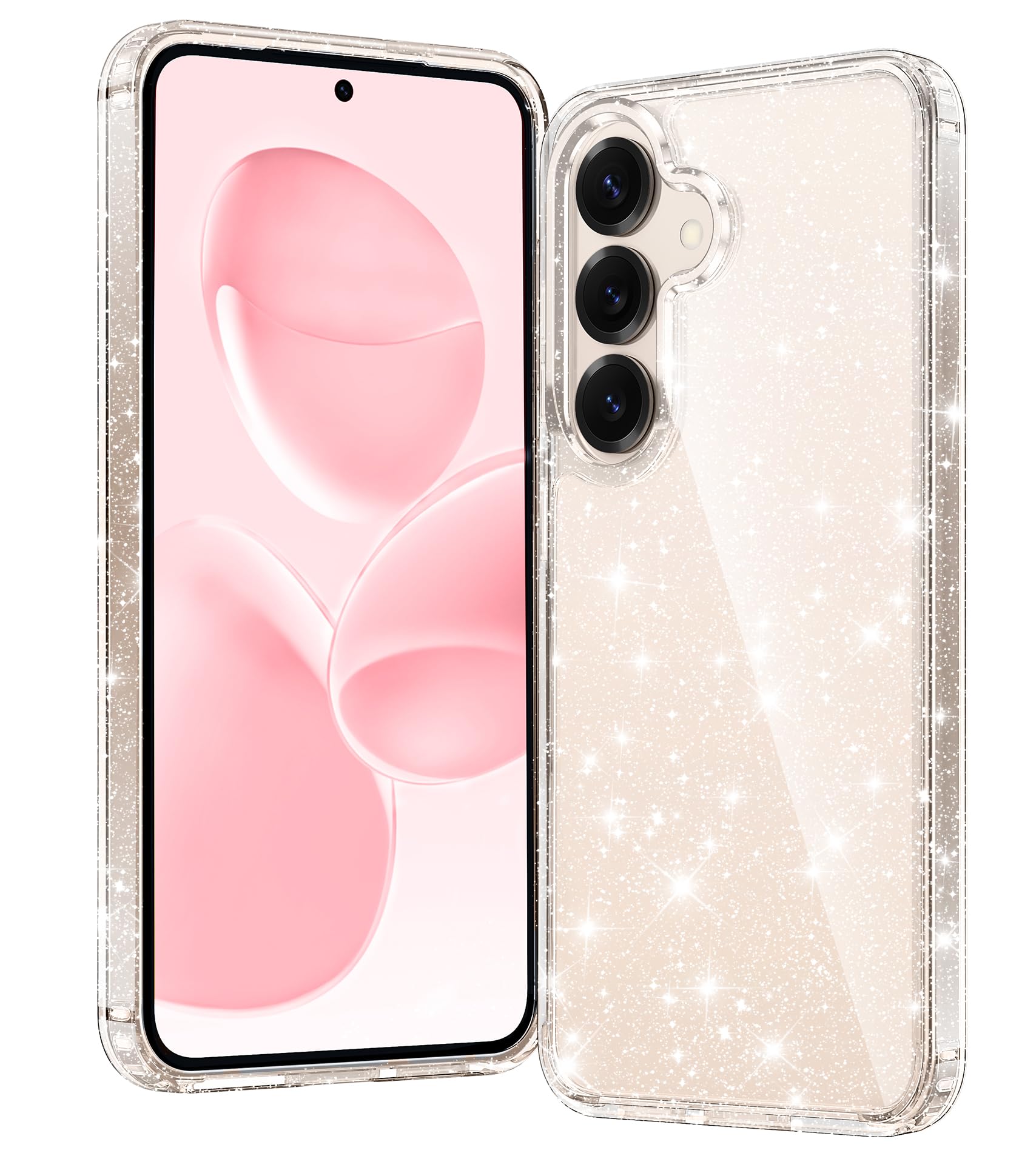 FNTCASE for Samsung Galaxy S25-Plus Case: S24-Plus Bling Sparkle Clear Military Grade Drop Protection Anti Yellowing Glitter Cell Phone Cover - Rugged Shockproof Protective Bumper Transparent Cases
