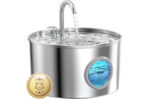 Cat Water Fountain Stainless Steel: Cat Fountain - 74oz/2.2L Water Fountains for Cats - Cats Drinking Waterer Fountains - Aut