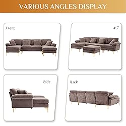 Wrofly U-Shaped Sectional Sofa Couch, 114" Comfy