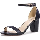 IDIFU Women's 3 Inch Block Chunky Open Toe Heels Ankle Strap Heeled Sandal | Dressy Thick Heel, Comfortable Women Dress Shoes for Wedding Bridesmaid Bridal Prom Office Homecoming and Formal