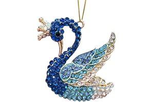 BAOXUE Blue Swan Christmas Ornaments 2025, Handmade Metallic Ornament with Rhinestone, Elegant Cute Ornament for Christmas Tree, Beautiful Ornaments for Kids, Girls,Women