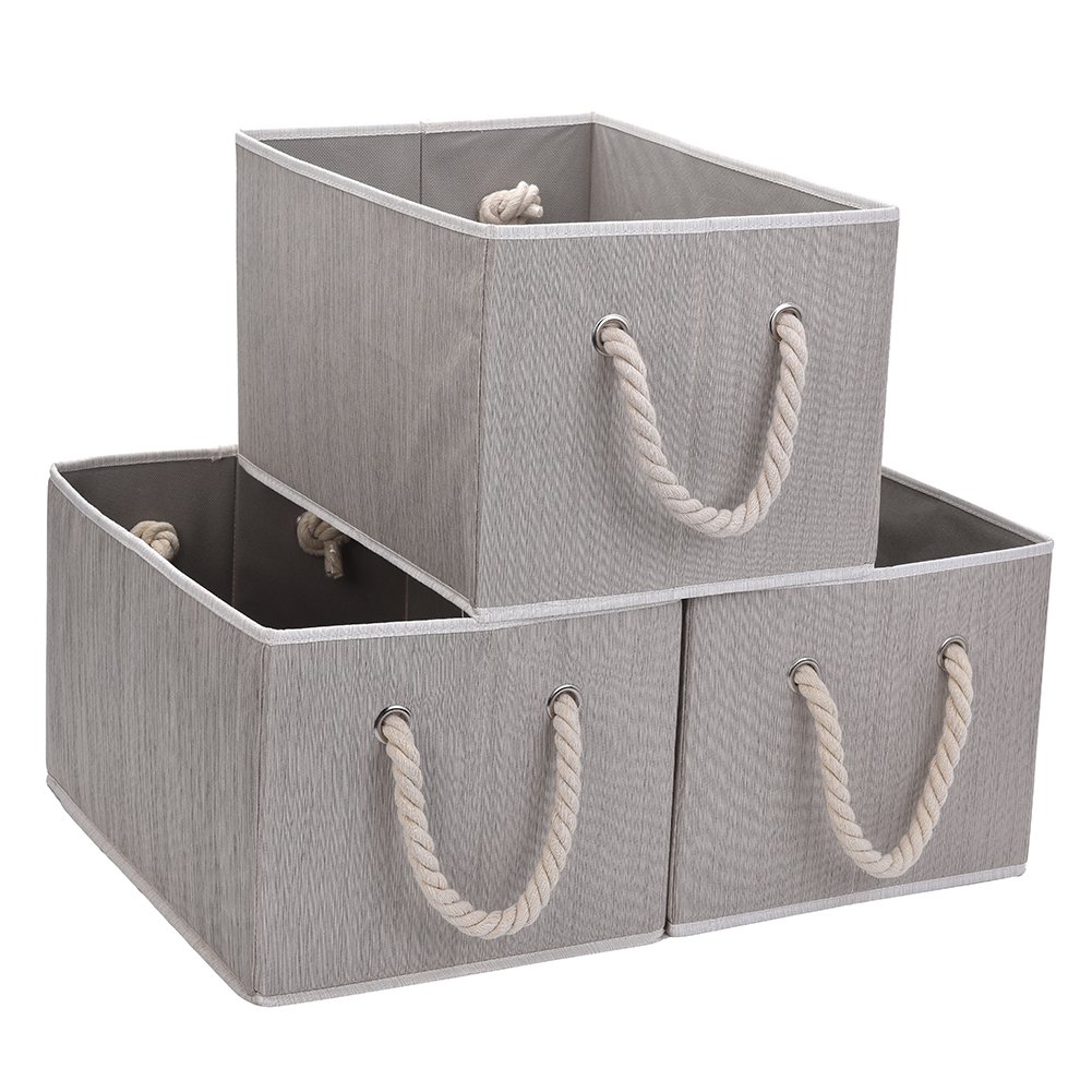 JS HOME Foldable Basket Organizer Bin, Polyester Storage Box with