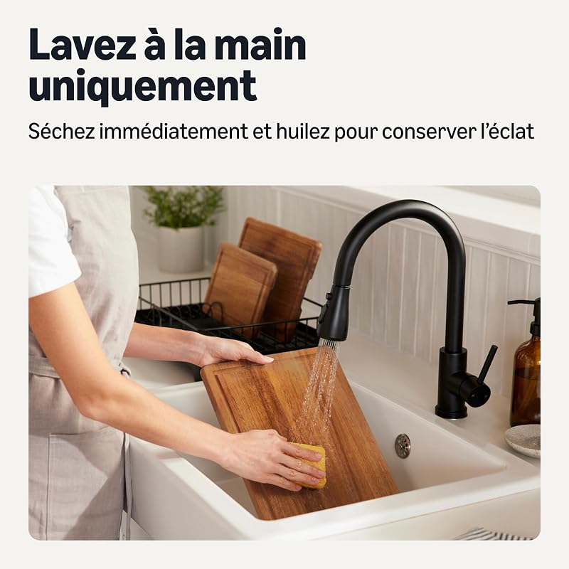 Planches à Découper en Bois, Lot de 3 Pièces, Bois d’Acacia Préhuilé — photo 4 sur 6