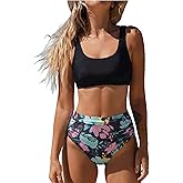 popvil Floral Print Bikini Sets: High Waisted Tummy Control Two Piece Swimsuit for Women Modest 2026 Bathing Suit