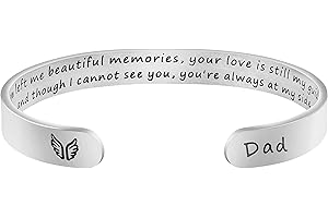 JoycuFF Memorial Gifts for Loss of Mom Dad in Memory of Jewelry Sympathy Bracelet Bereavement Cuff Secret Message Engraved Grief Gifts for Women