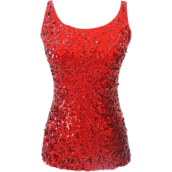 Sequin Tank Top for Women Sleeveless Casual Sparkly Tops