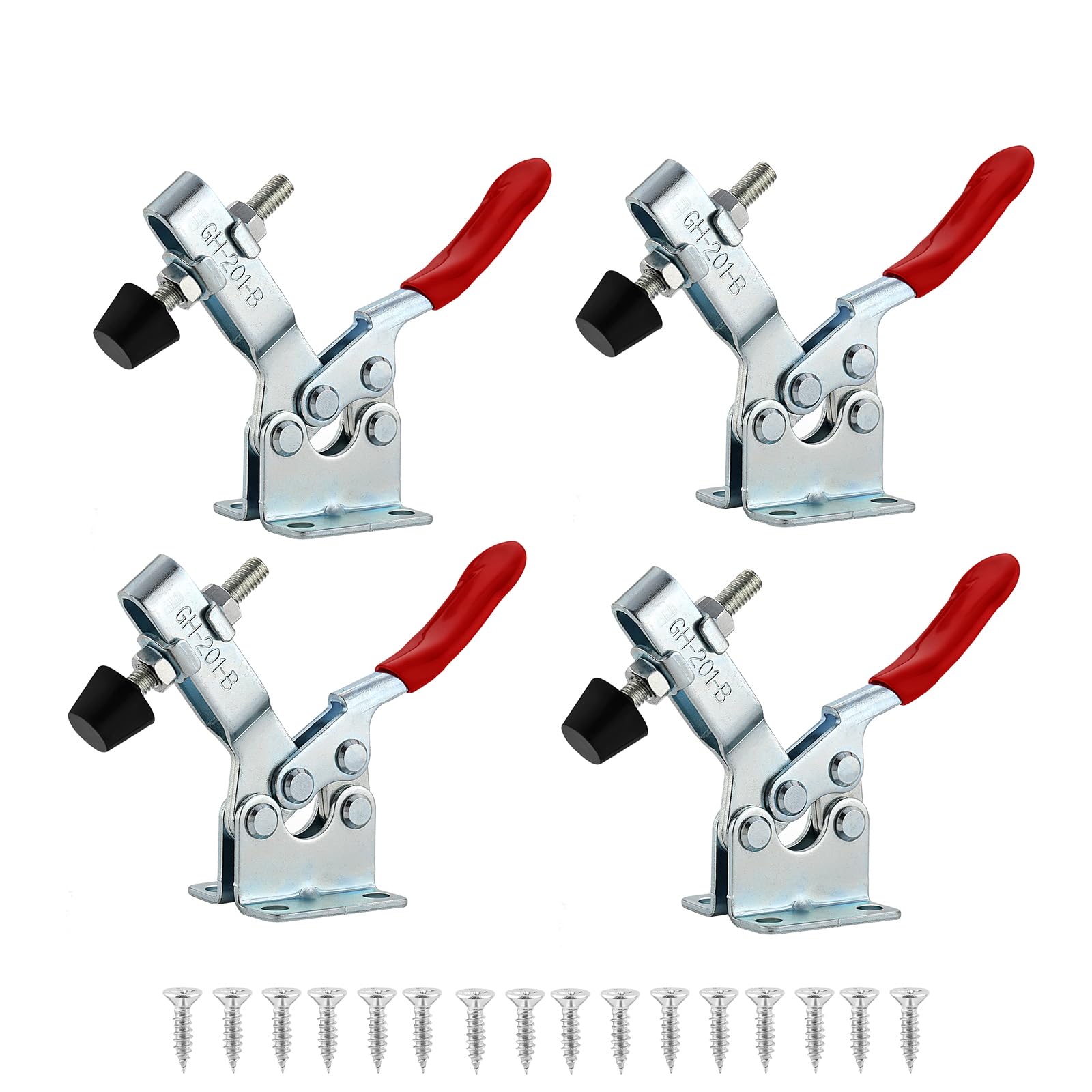 EXLECO 4 Toggle Lever Tensioner Quick Release Tension Clamp Horizontal Toggle Clamp Detainer Adjustable Horizontal Clamp Craft Tool 100 kg 126 lbs with Screws GH-201-B for Carpentry Welding