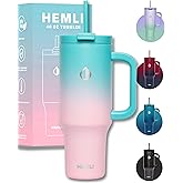 Hemli 40 Oz Tumbler with Handle and Straw, Insulated Tumbler with Leakproof 2-in-1 Lid and Straw, Reusable and Portable Water and Coffee Stainless Steel Travel Mug, Vacuum Insulated