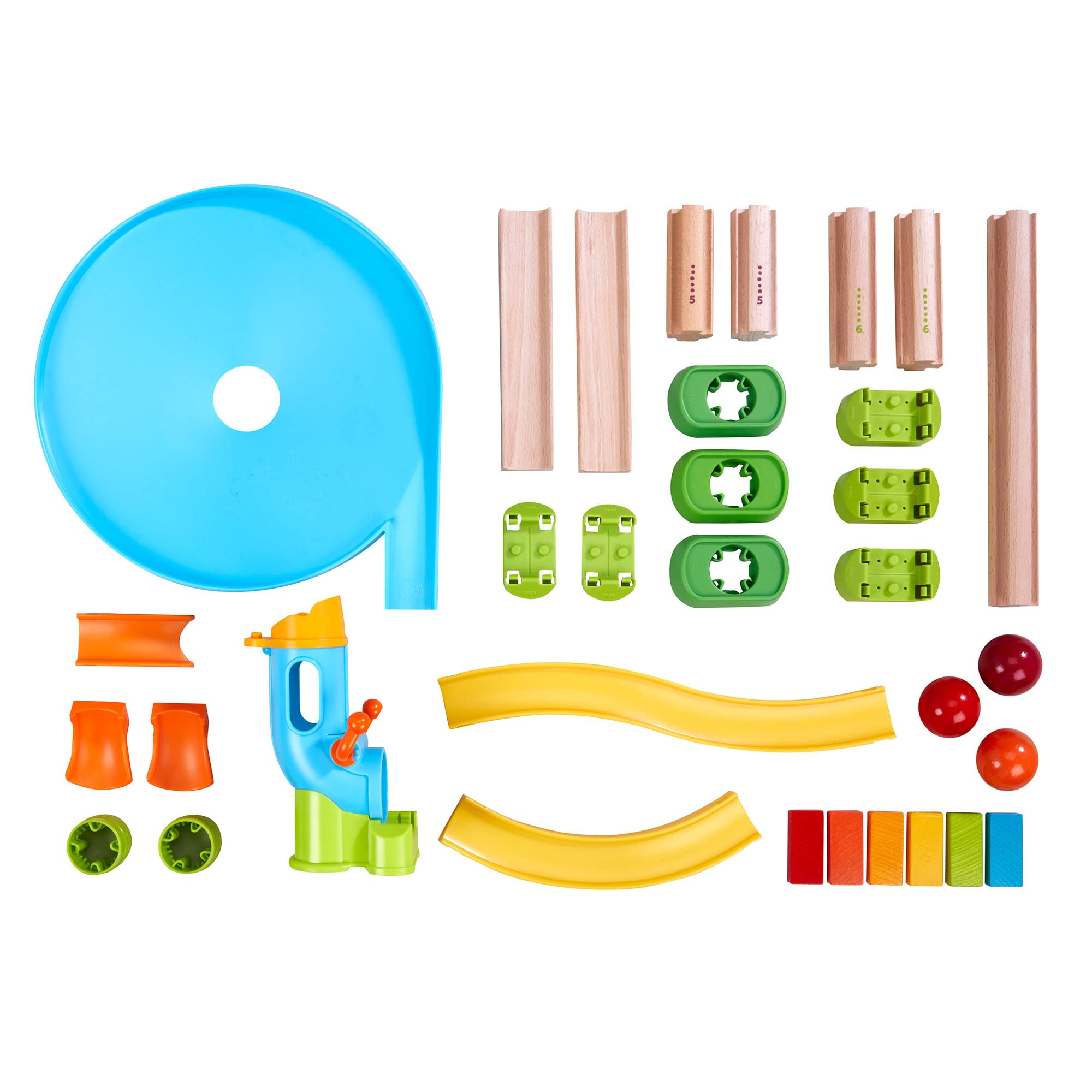 HABA Kullerbu Traffic Jam Ball Track 33 Piece Set with Funnel