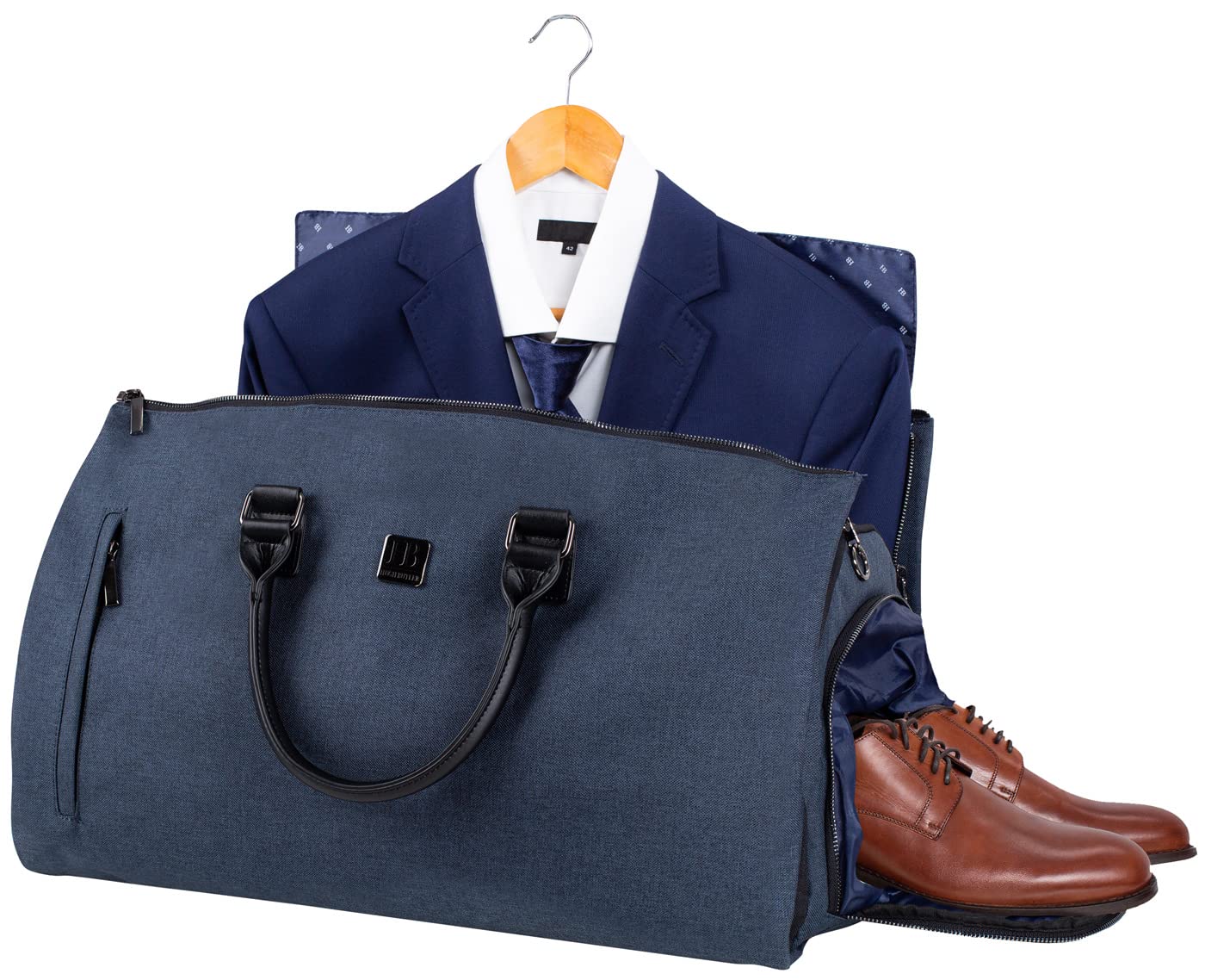 HUGH BUTLER – Men’s 4-in-1 Weekender Travel Bag, Duffle Bag with Garment Cover – Hand Luggage, Carry On for Clothes, Laptop, Shoes, and Toiletries – Elegant Dark Gray, for Suits