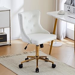 VINGLI White Velvet Armless Home Office Desk Chair