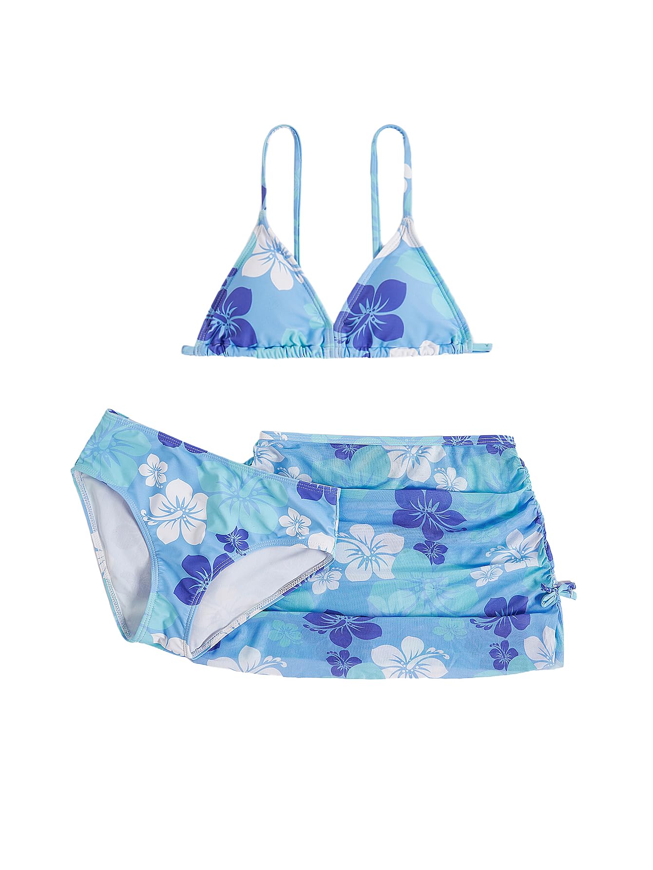 Photo 1 of ***SIMILAR***
BEAUDRM Girl's 3 Piece Floral Print Bikini Y2K High Cut Triangle Swimsuit Bathing Suit with Cover Up Beach Skirt Multicolor 10Y