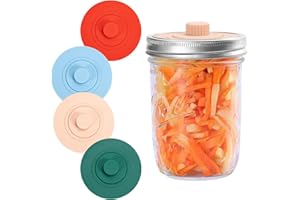 WATNTOW 4 Pack Silicone Fermenting Lids, Mason Jar Fermentation Airlock Lids, Wide Mouth Pickle Cap, Waterless Airlock for 86
