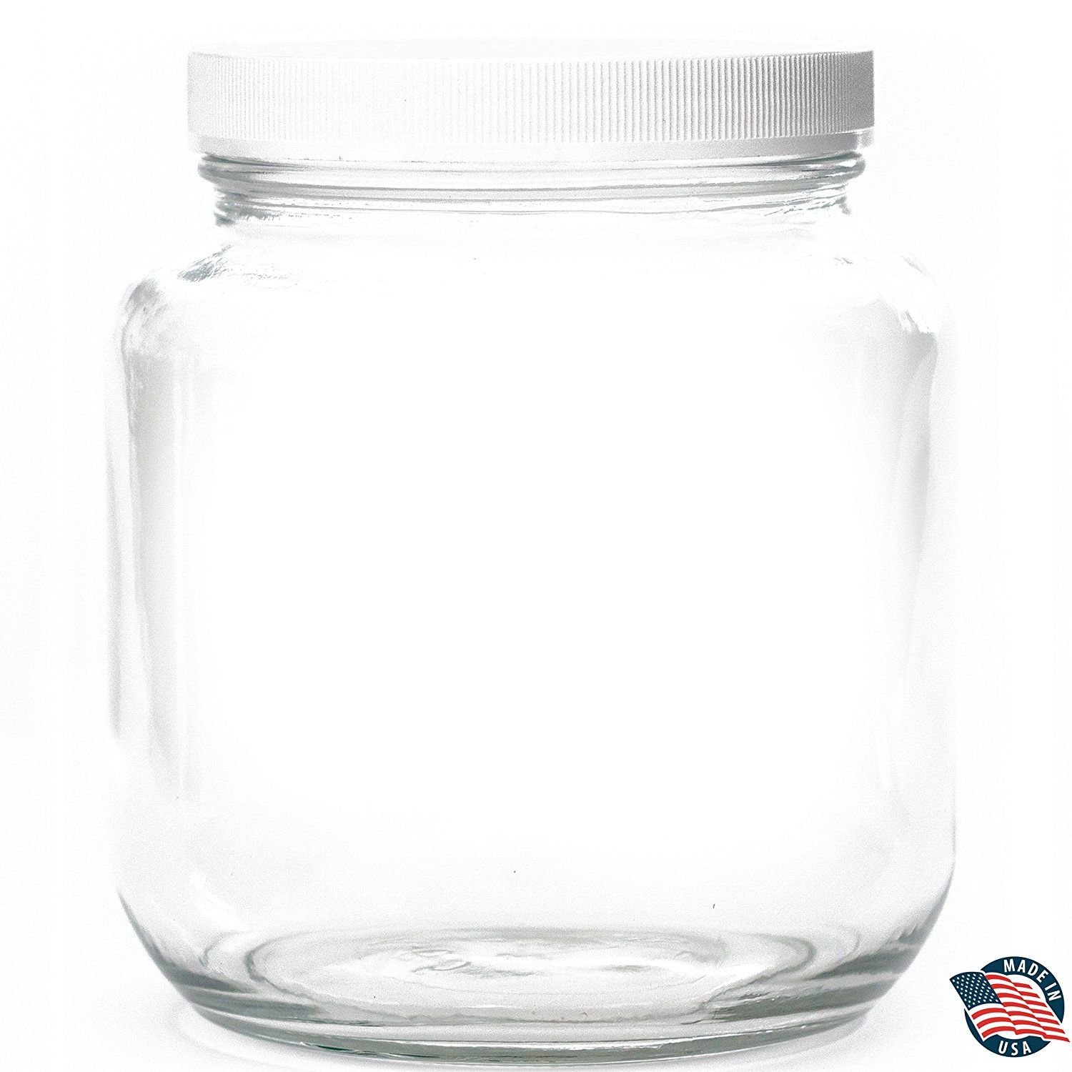 64oz HALF GALLON Wide Mouth Clear Mason Jar with Lid – MADE IN USA – Used for Canning & Fermenting Kombucha Kefir Yogurt – USDA Approved BPA Free