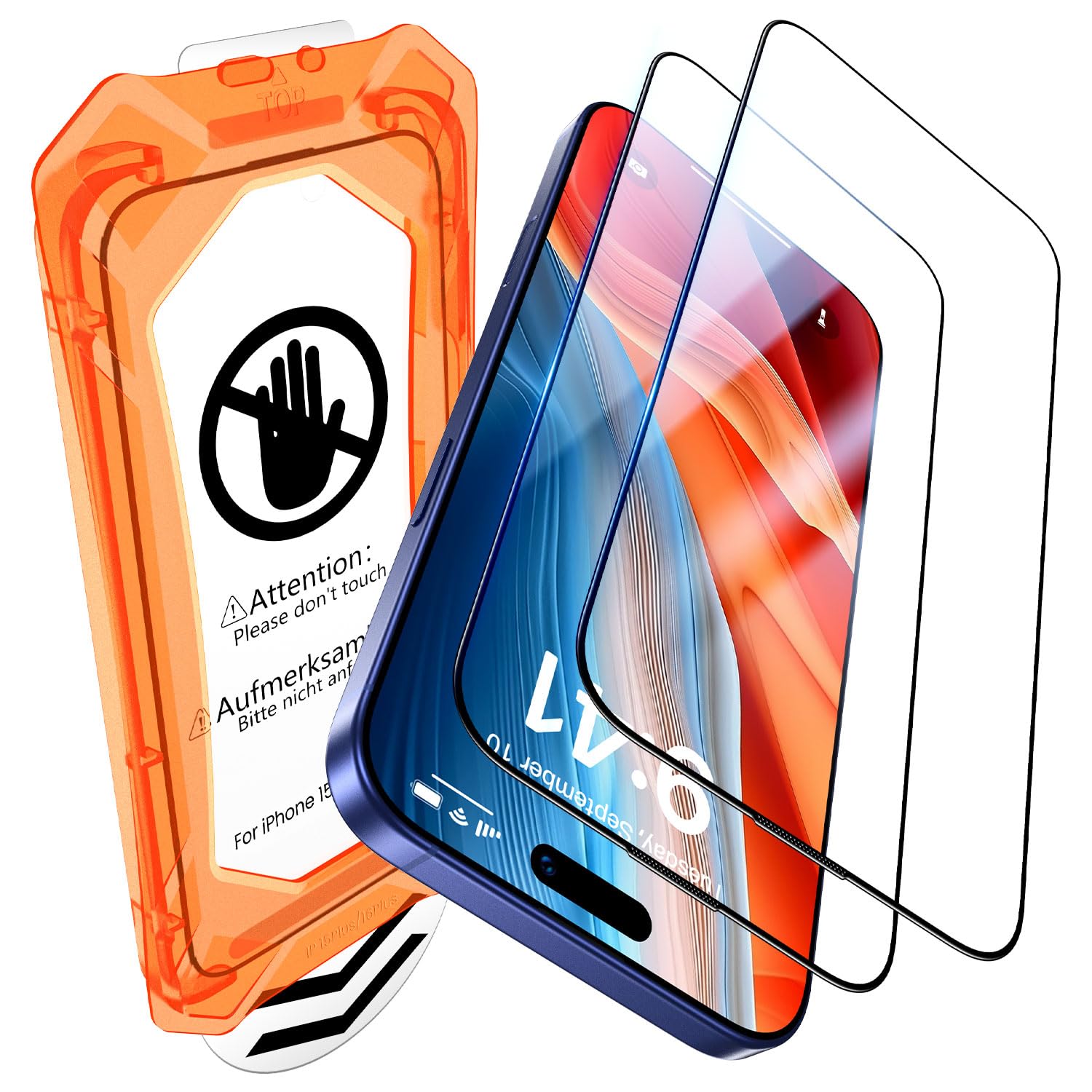 Photo 1 of UniqueMe for iPhone 15 Plus / 16 Plus Screen Protector - [Military Grade Shatterproof & 9H+ Hardness] Tempered Glass Full Coverage Protection, Easy Installation, 2 Packs