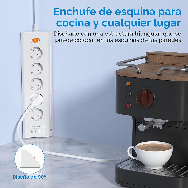 Regletas Enchufes con USB Multiple con 5 Toma de Corriente y 4 USB Puertos — foto 7 de 8